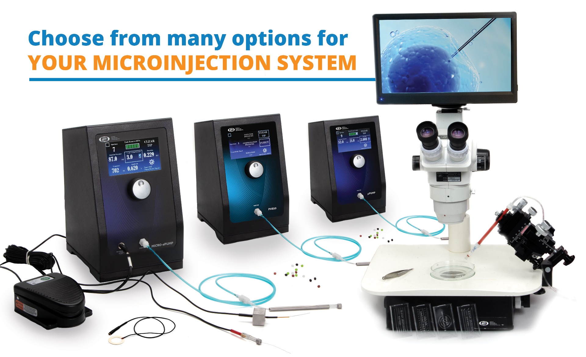 WPI is your one-stop shop for all microinjection needs. From microscopes and manipulators to pre-pulled glass pipettes, WPI offers many options for your microinjection system. 