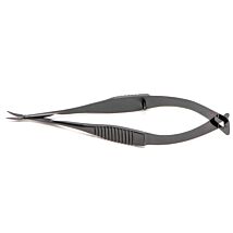 Vannas Tubingen Scissors, 8 cm (3"), Ceramic Coated, 5 mm Cutting Edge, Stainless Steel, Straight or Curved, WPI Premium 