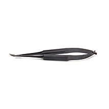 Barraquer Micro Needle Holder, Smooth Curved Tips, Black Coating